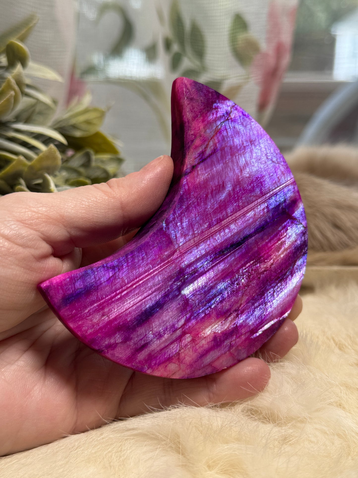Plum Moonstone Crescent Moon Opt 2