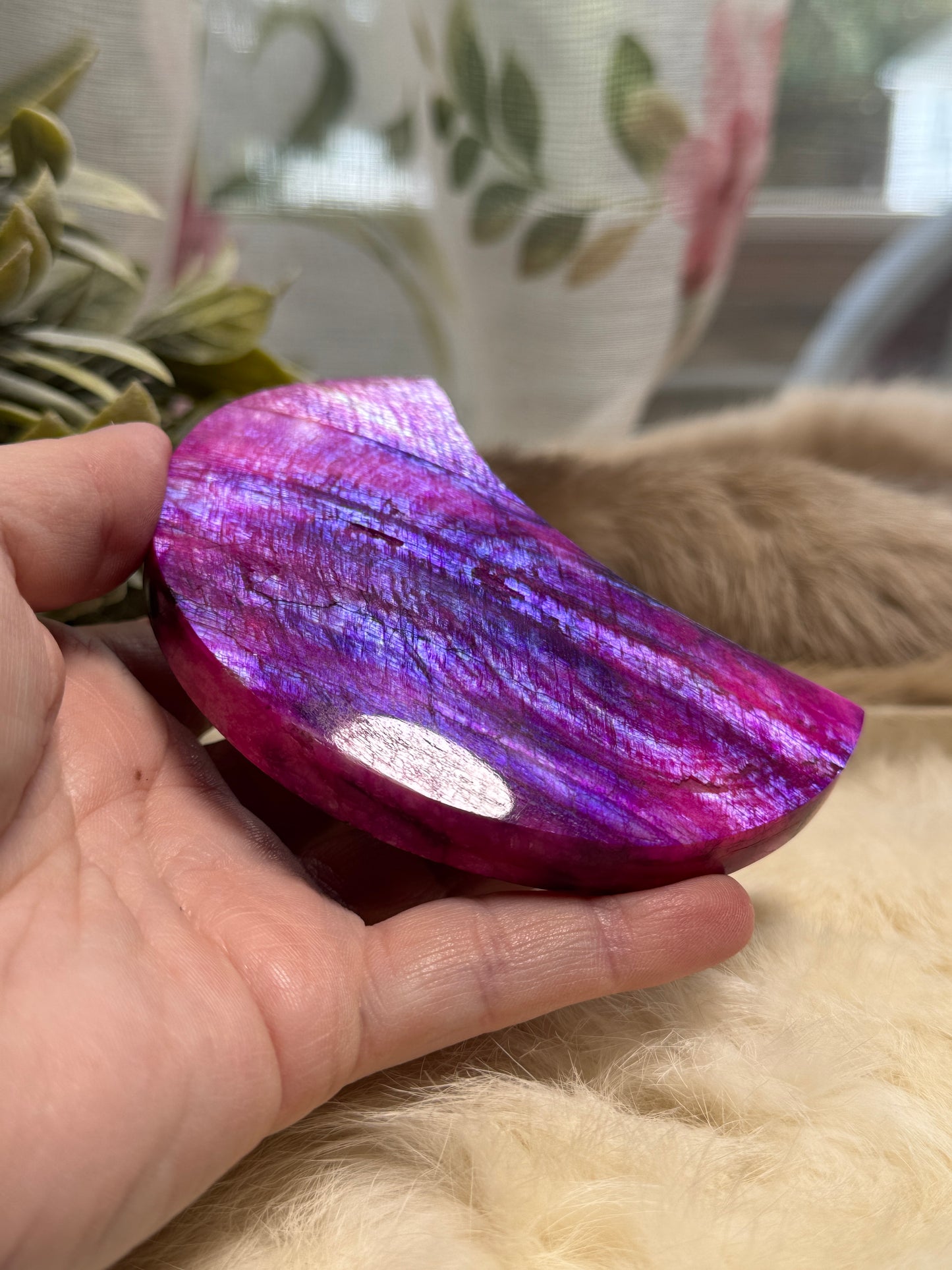 Plum Moonstone Crescent Moon Opt 2