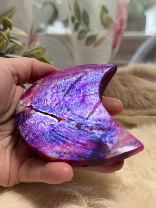 Plum Moonstone Crescent Moon Opt 3
