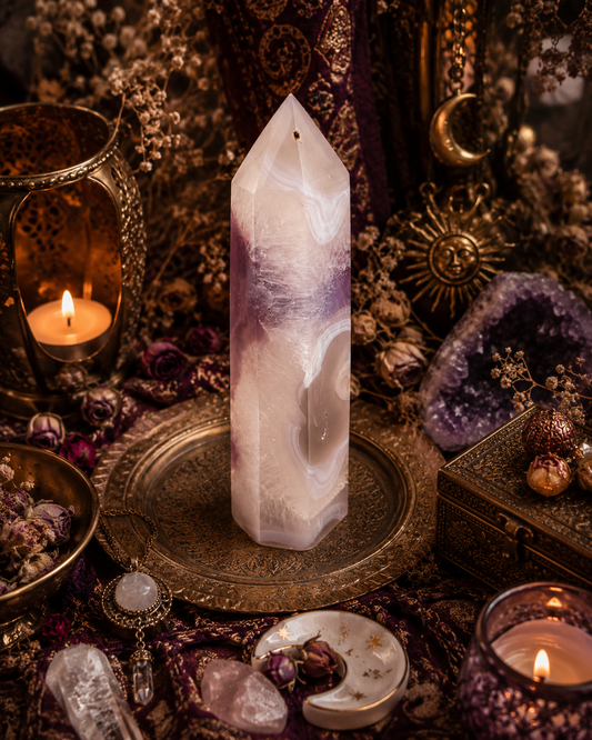 Pink Jelly Agate Druzy Tower