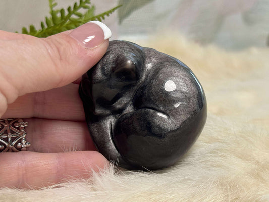 Silver Sheen Obsidian Cat