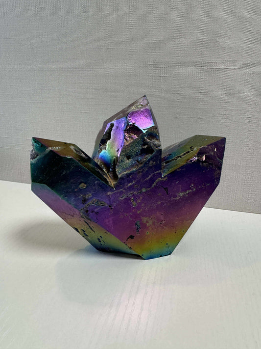 Titanium Rainbow Aura Quartz Cluster