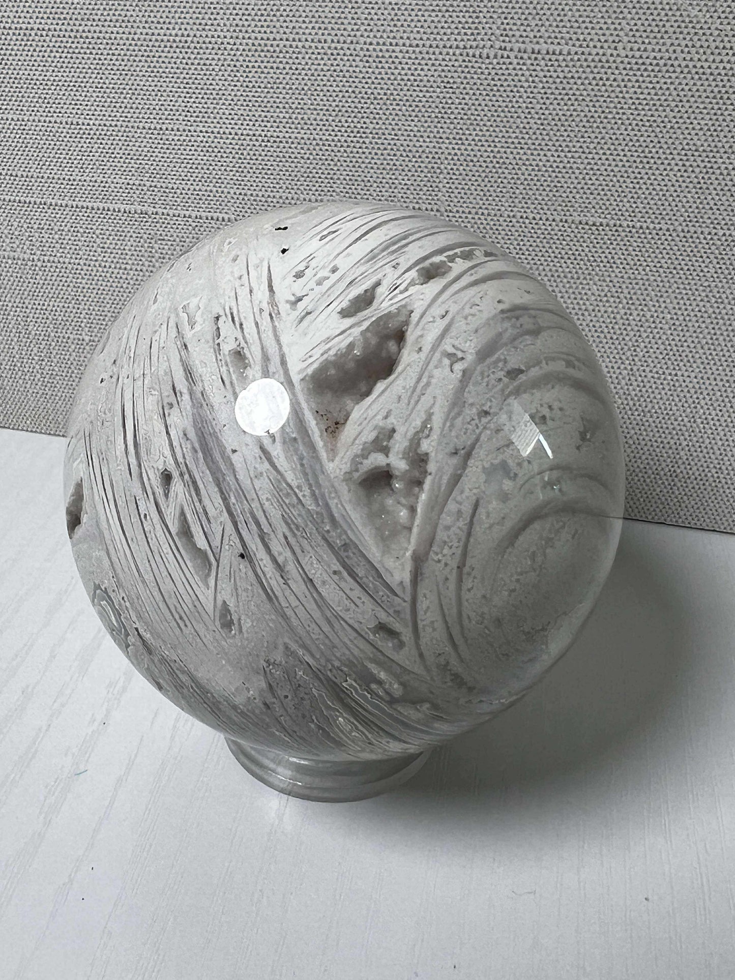 White Mexican Agate Sphere - Medium