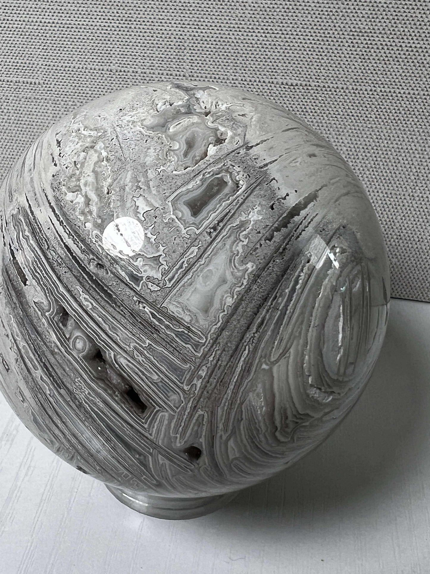 White Mexican Agate Sphere - Medium