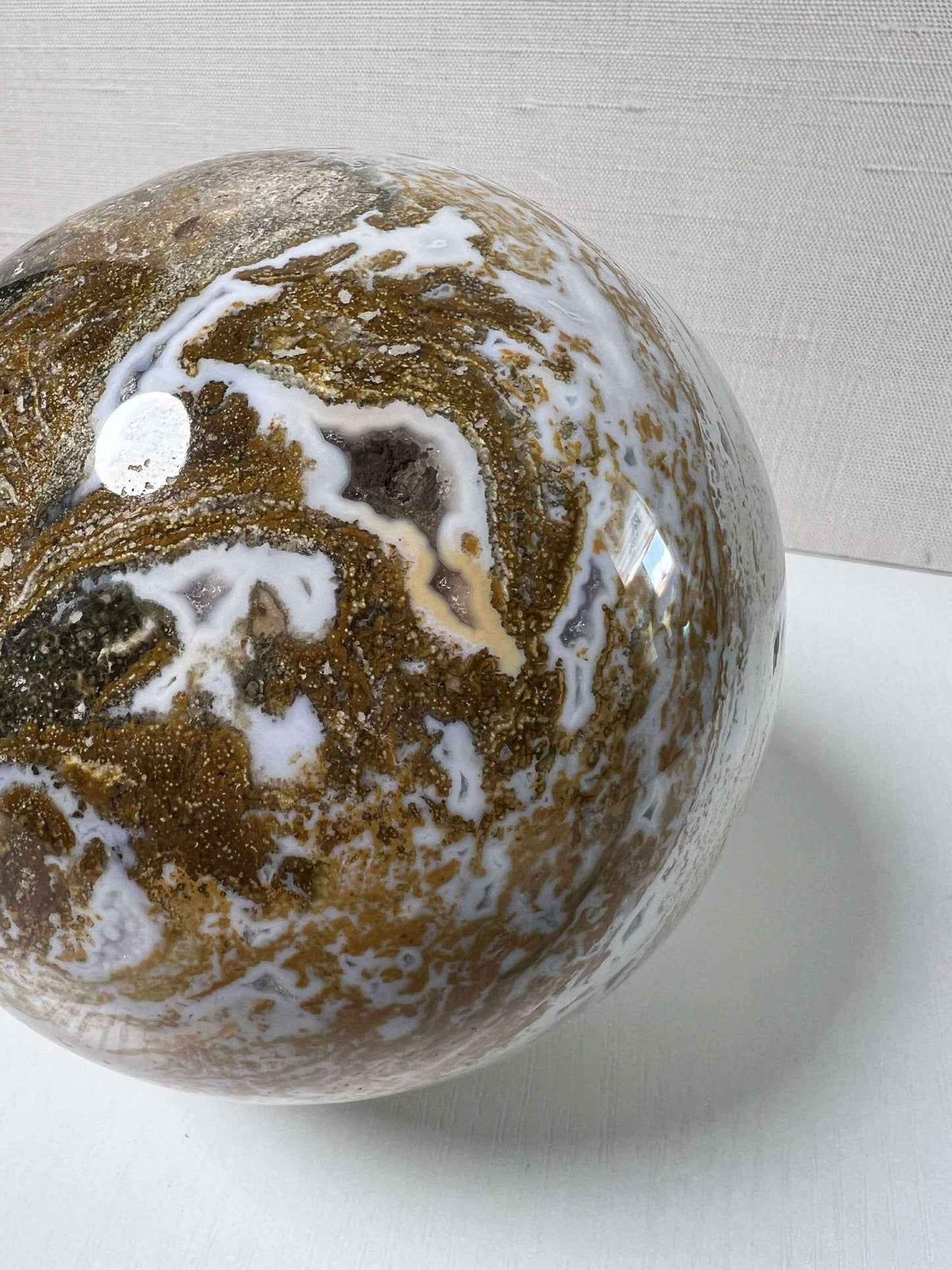 Rare White Ocean Jasper w/ Heart Geode - Large