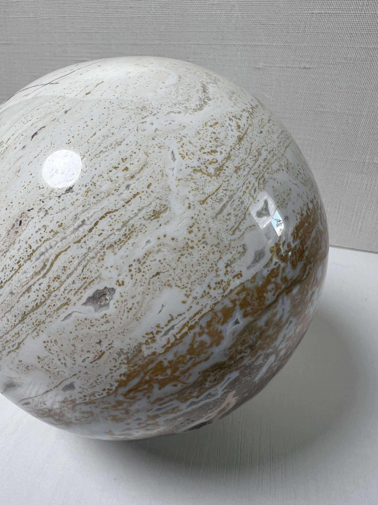 Rare White Ocean Jasper w/ Heart Geode - Large