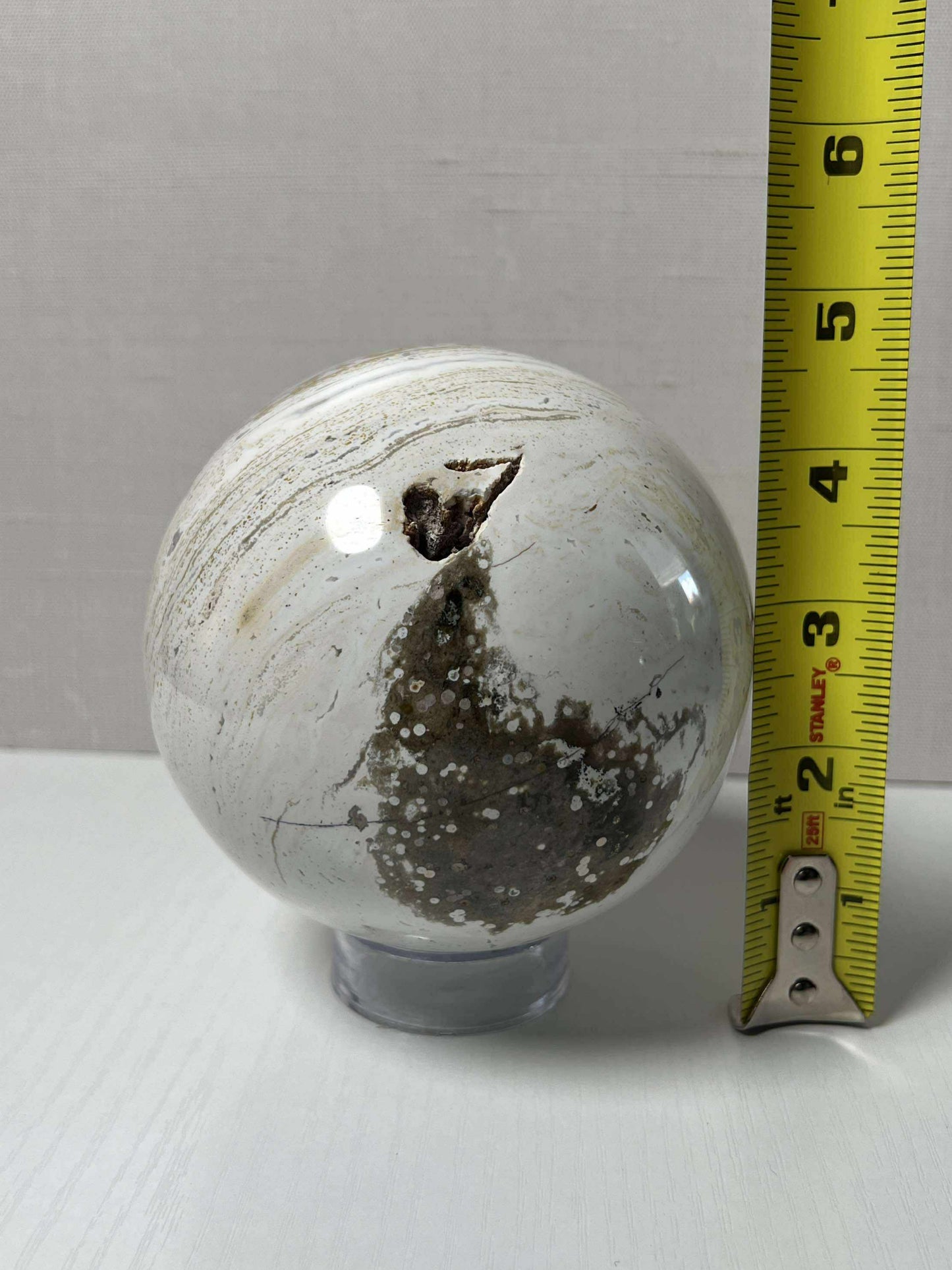 Rare White Ocean Jasper w/ Heart Geode - Large