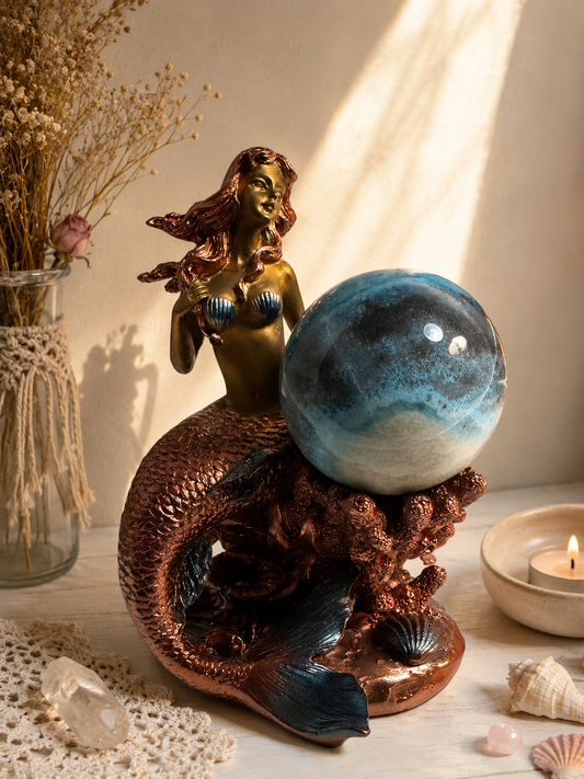 Copper Blue Mermaid Sphere Holder