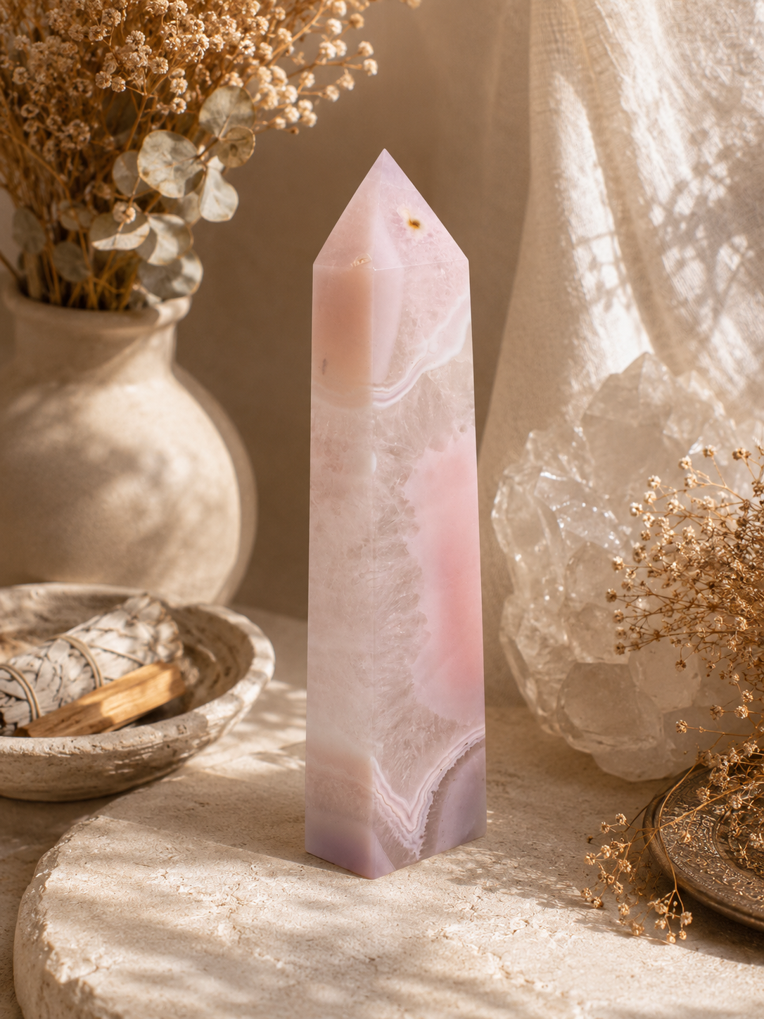 Pink Jelly Agate Tower