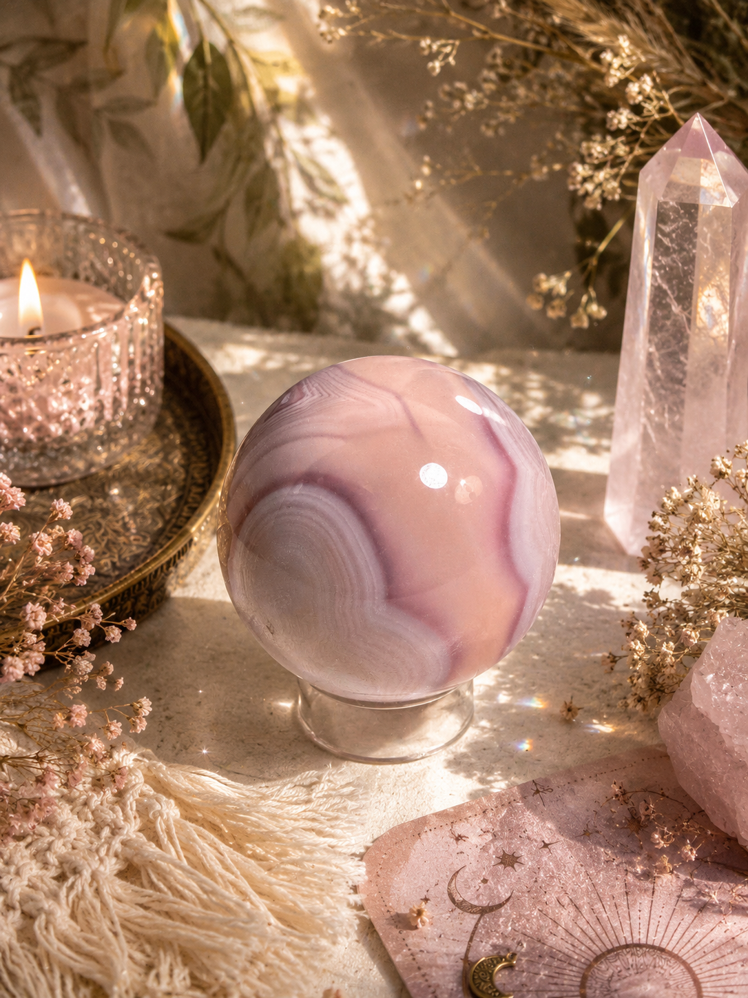 Pink Jelly Agate Sphere