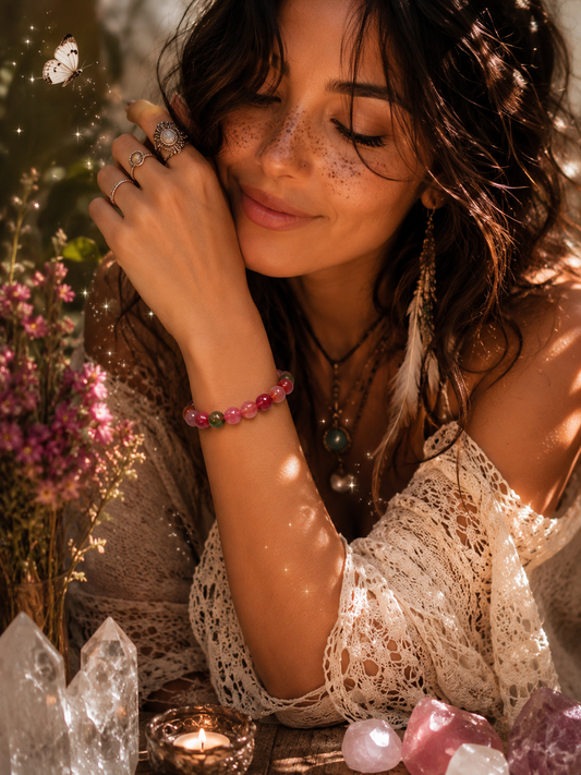 Yan Yuan & Pink Jelly Agate Bracelet