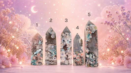 Green Flower Agate Crystal Tower
