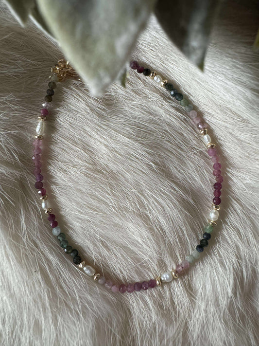 Watermelon Rainbow Tourmaline w/ Fresh Water Peals Opt 3