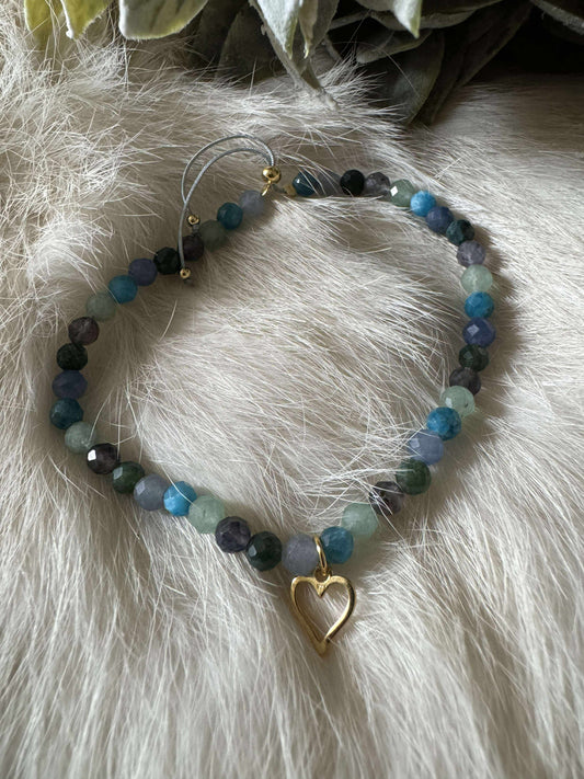 Apatite, Azurite, Aquamarine, Amazonite n' Dumortierite Bead Bracelet