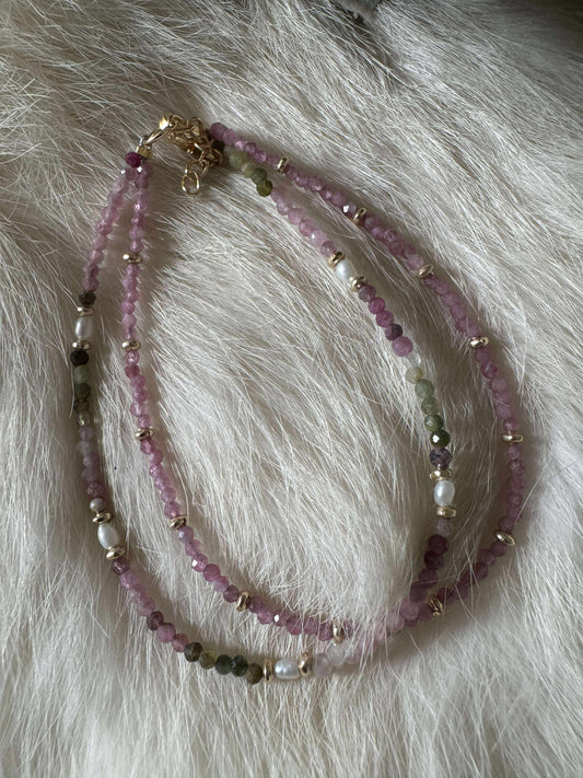 Watermelon Tourmaline w/ Fresh Water Peals Opt 2