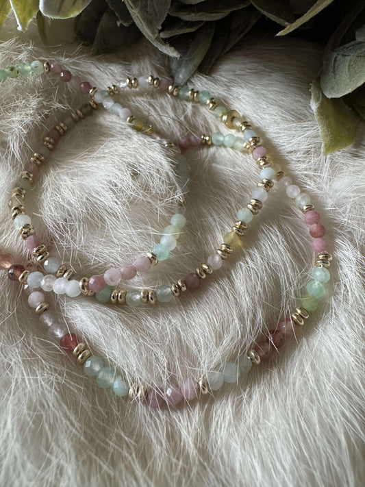 Opal, Onyx n' Morganite Bead Bracelet