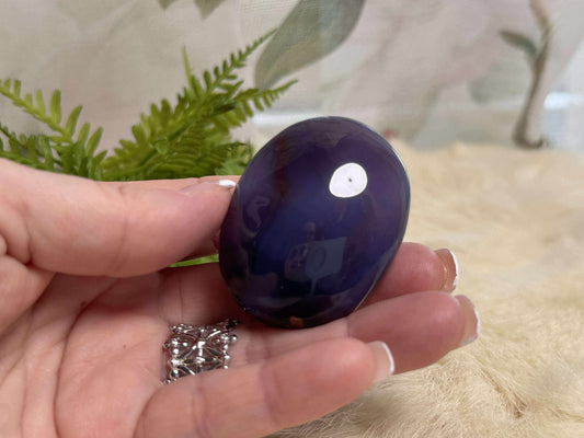 Blue Flower Agate Palm Stone - Opt 19