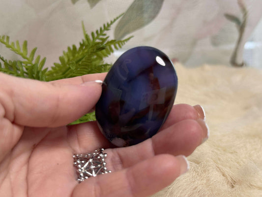 Blue Flower Agate Palm Stone - Opt 20