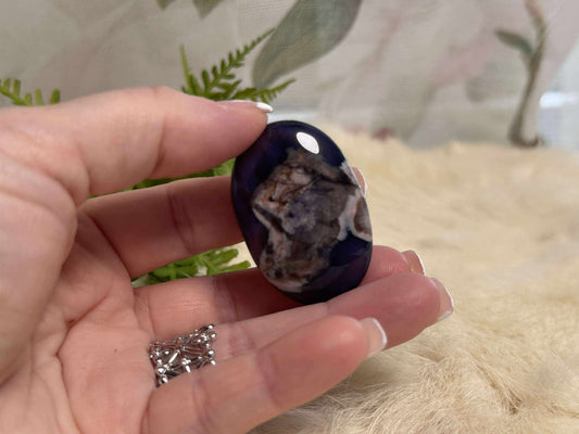Blue Flower Agate Palm Stone - Opt 22