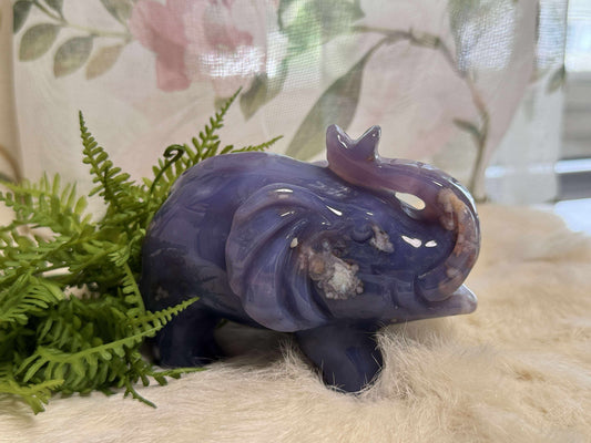 Blue Flower Agate Elephant