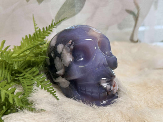 Blue Flower Agate Skull