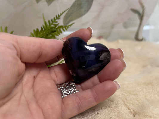 Blue Flower Agate Heart - Opt 25
