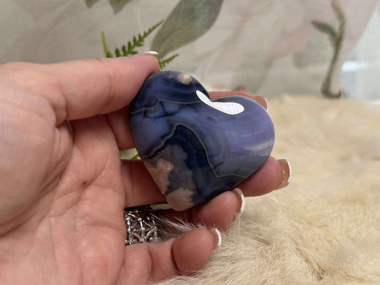 Blue Flower Agate Heart - Opt 23