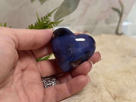 Blue Flower Agate Heart - Opt 24