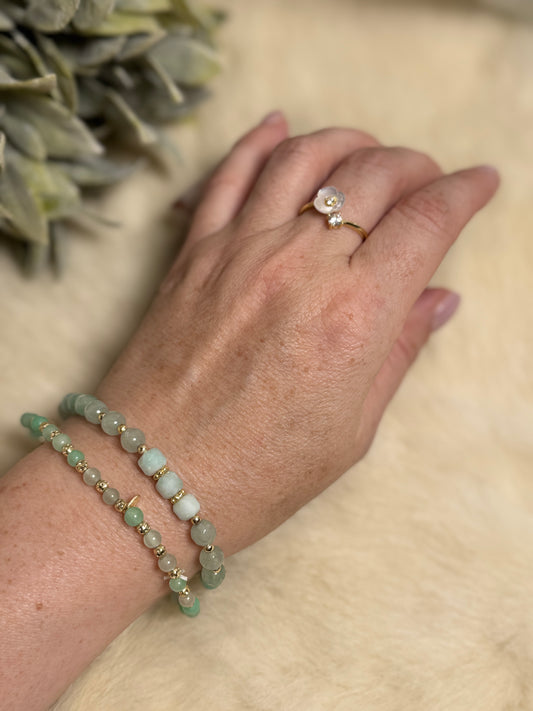 Pearl & Quartz Adjustable Ring