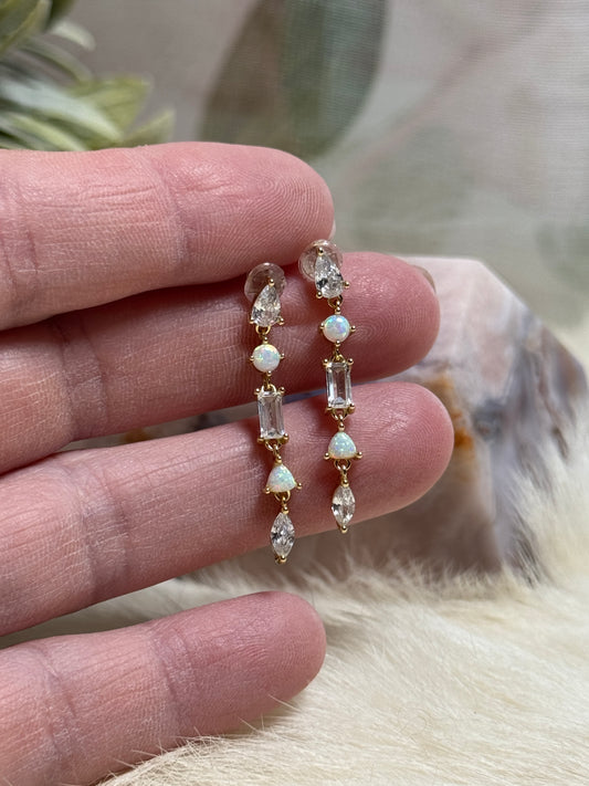 Ethiopian Opal & Quartz Earrings