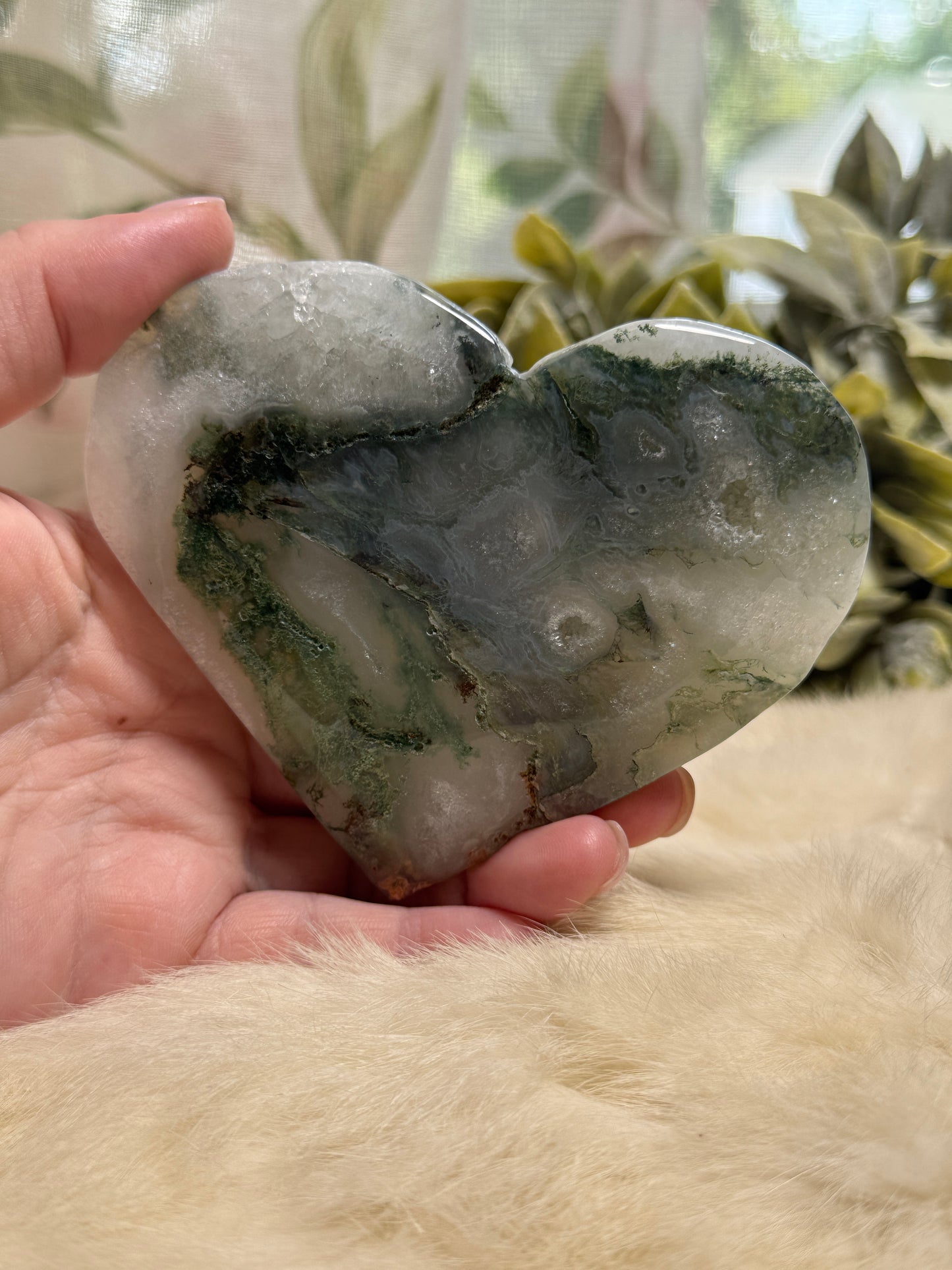 Green Moss Agate Heart - Opt 29