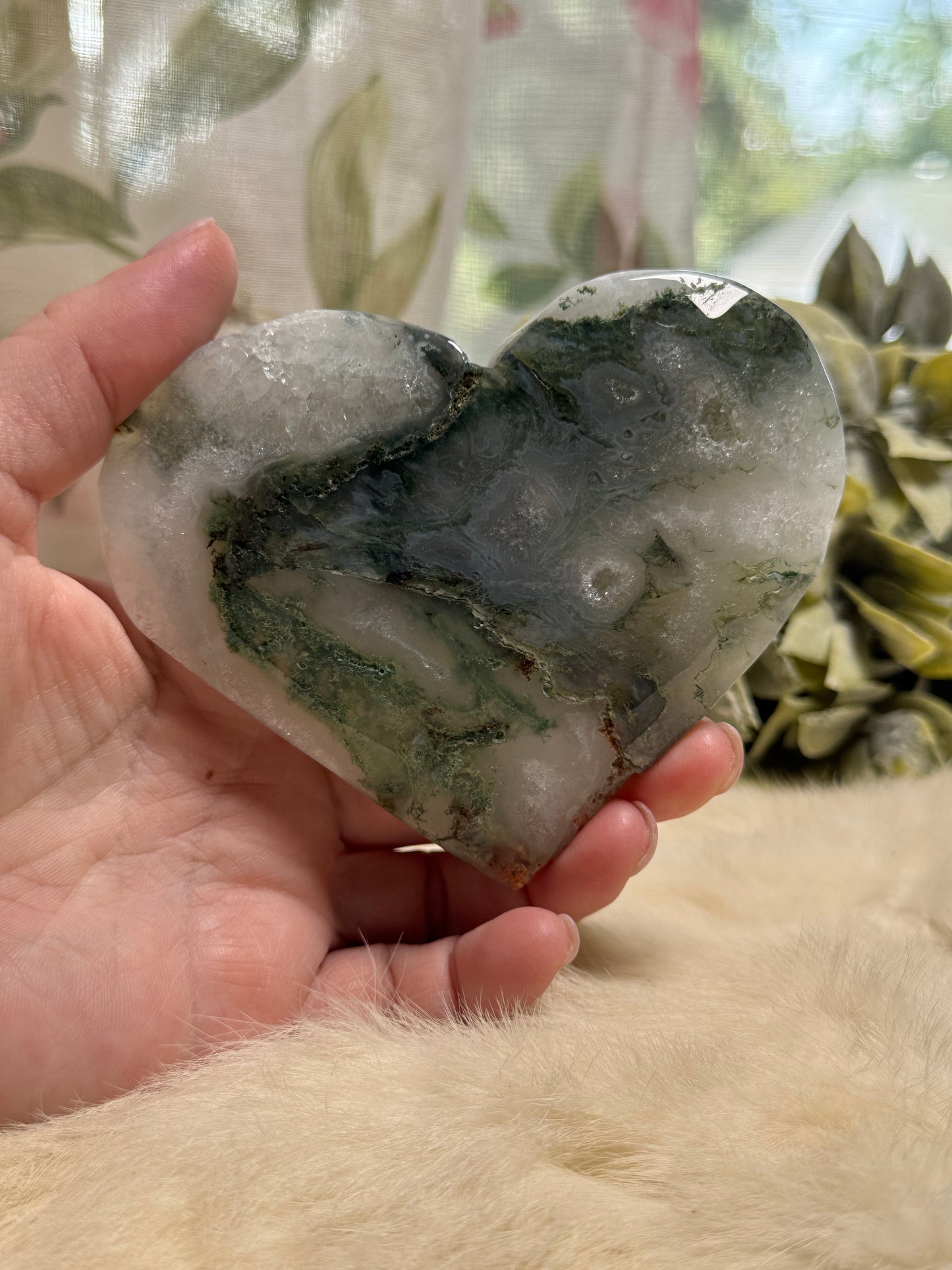Green Moss Agate Heart - Opt 29
