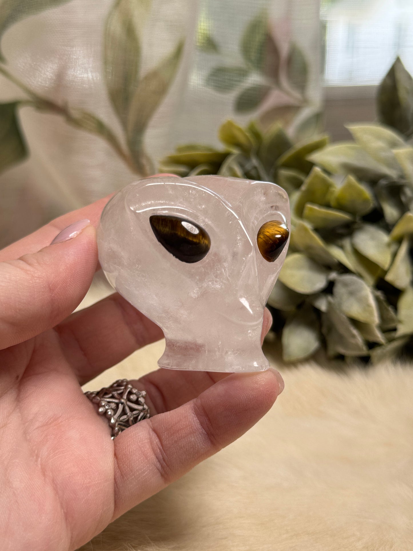 Clear Quartz Alien Head