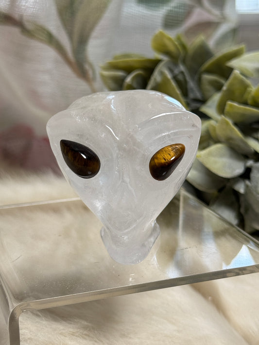 Clear Quartz Alien Head