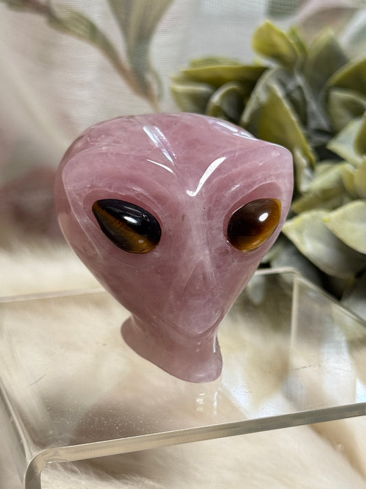 Lavender Rose Quartz Alien Head