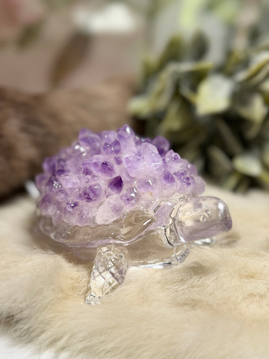 Amethyst Turtle Medium Lamp - Opt 39