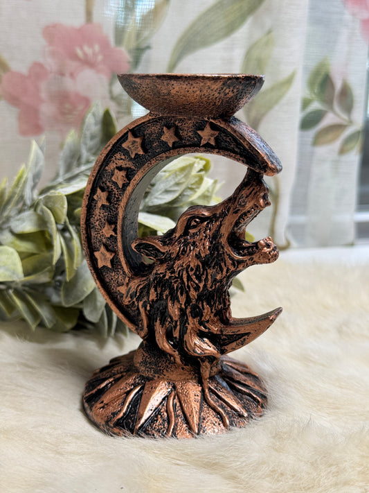 Bronze Wolf Sphere Holder