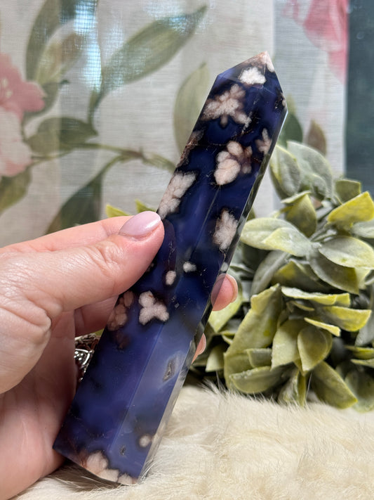 Blue Flower Agate Tower