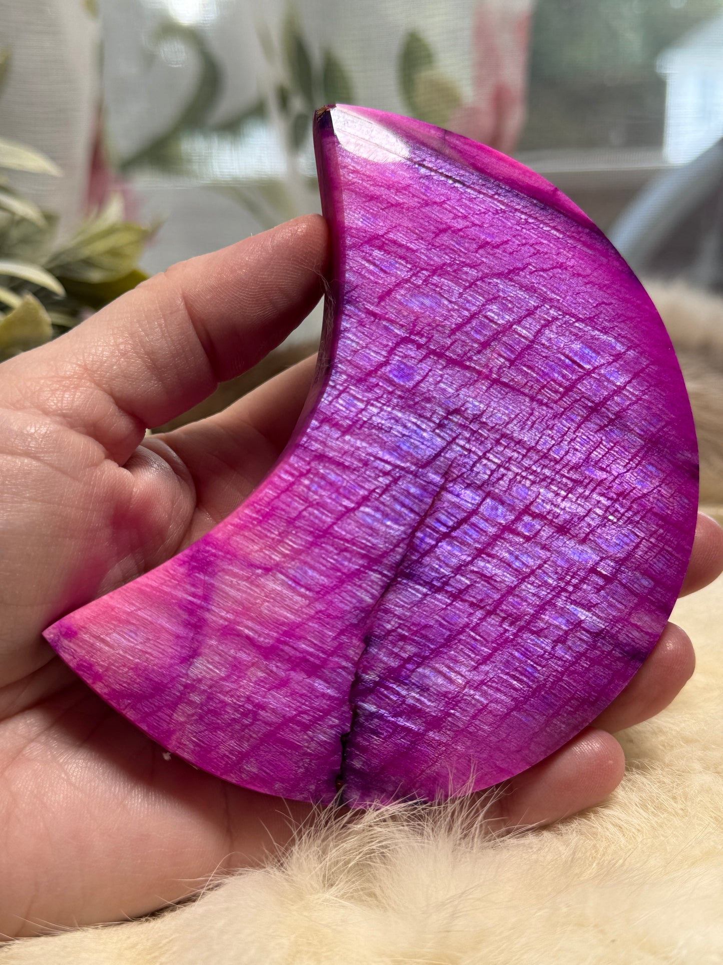 Plum Moonstone Crescent Moon Opt 1
