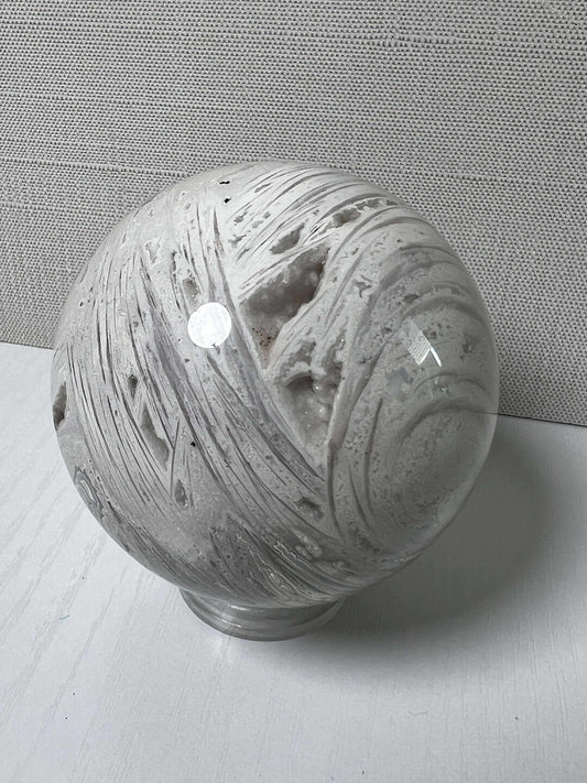White Mexican Agate Sphere - Medium