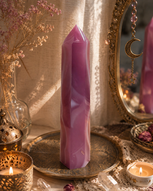 Pink Jelly Banded Agate Tower