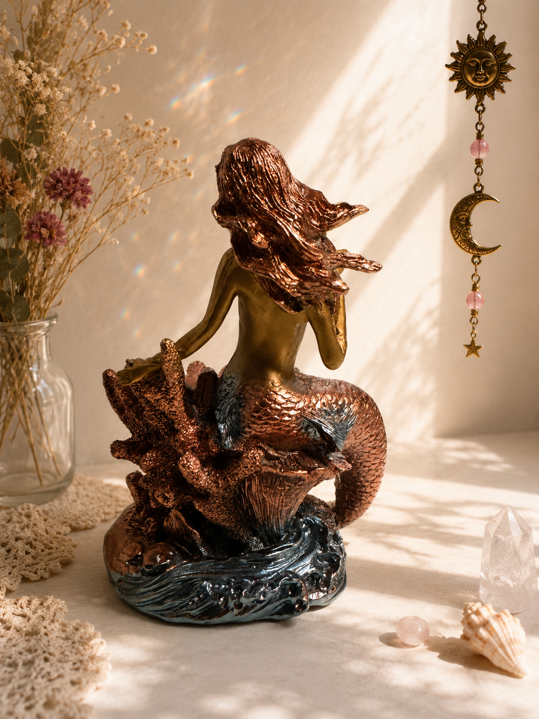 Copper Blue Mermaid Sphere Holder