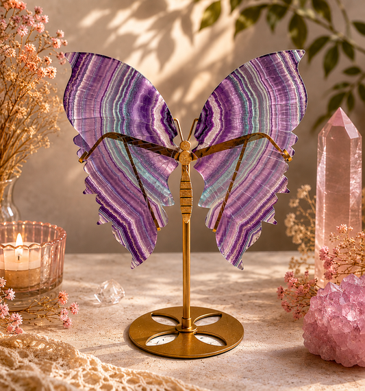 Fluorite Butterfly w/ Gold Metal Stand