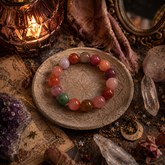 Yan Yuan & Jelly Pink Agate 12mm Bracelet