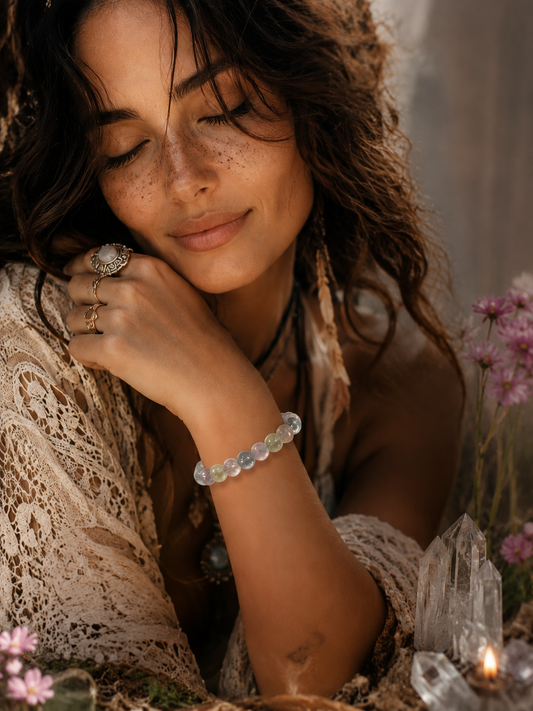 Light Fluorite & Lemurian Bracelet