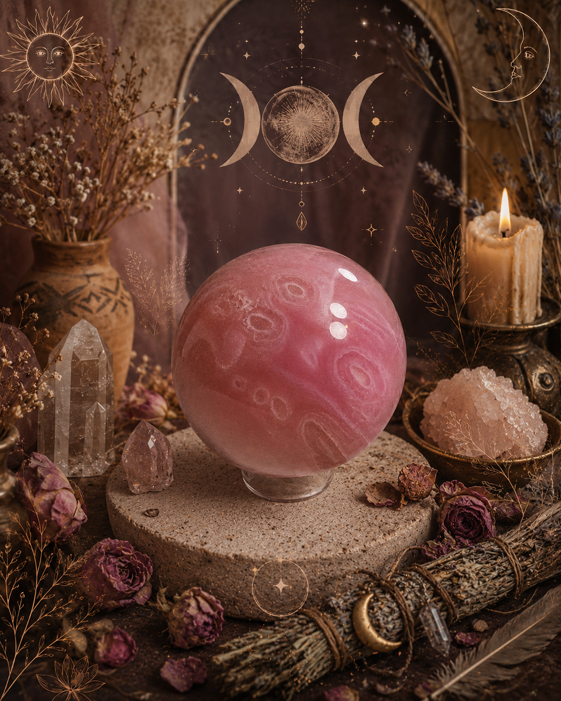 Pink Jelly Agate Druzy Sphere