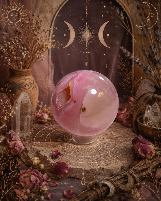 Pink Jelly Agate Druzy Sphere