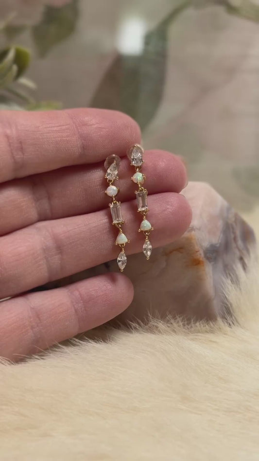 Ethiopian Opal & Quartz Earrings