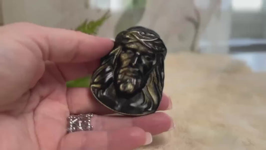 Golden Sheen Obsidian Jesus Face Reflection