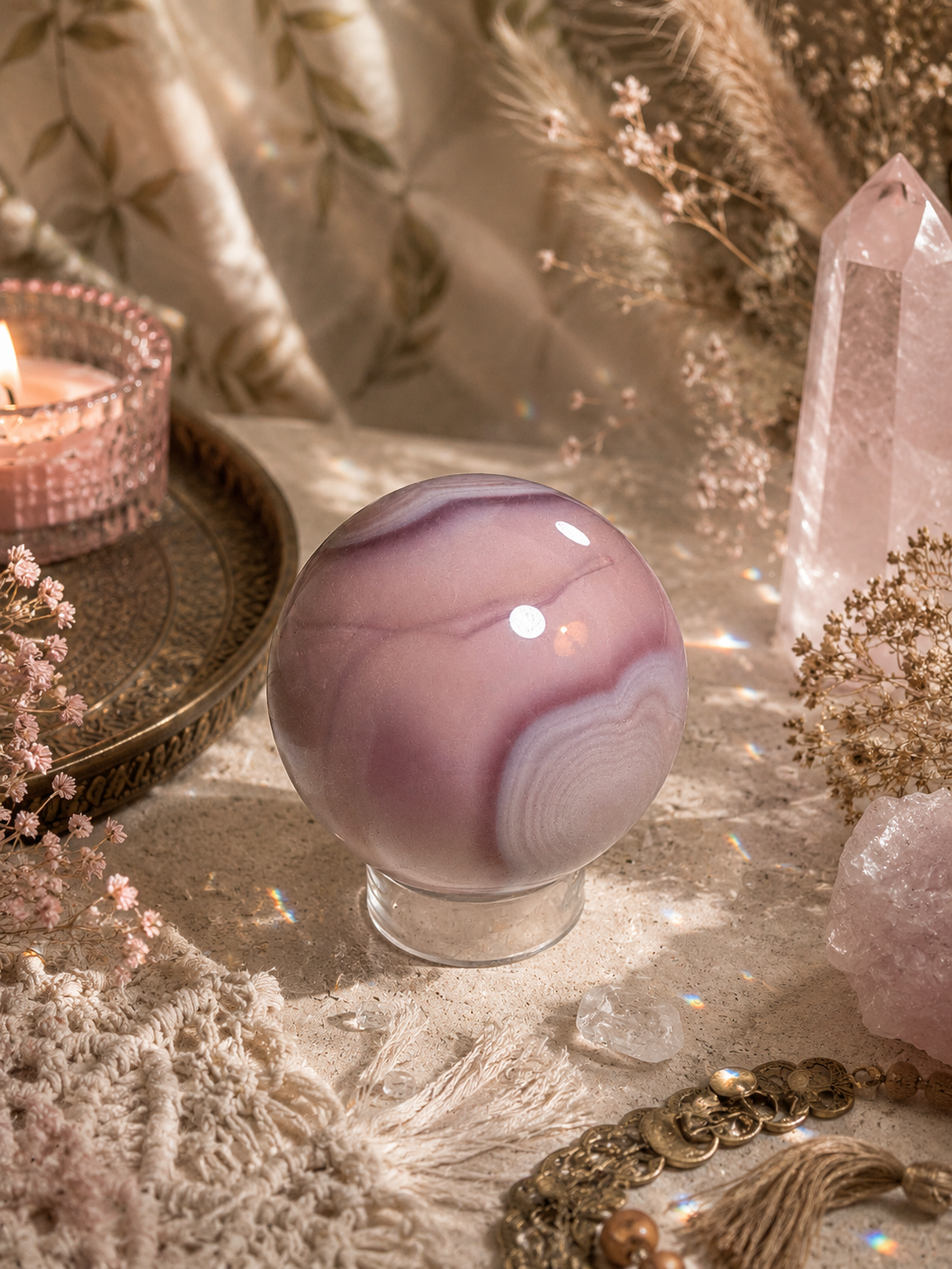 Pink Jelly Agate Sphere